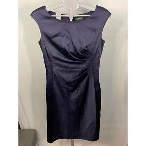 Lauren Ralph Lauren Dress Women's Size 8 Navy‎ Blue Sleeveless Sheath